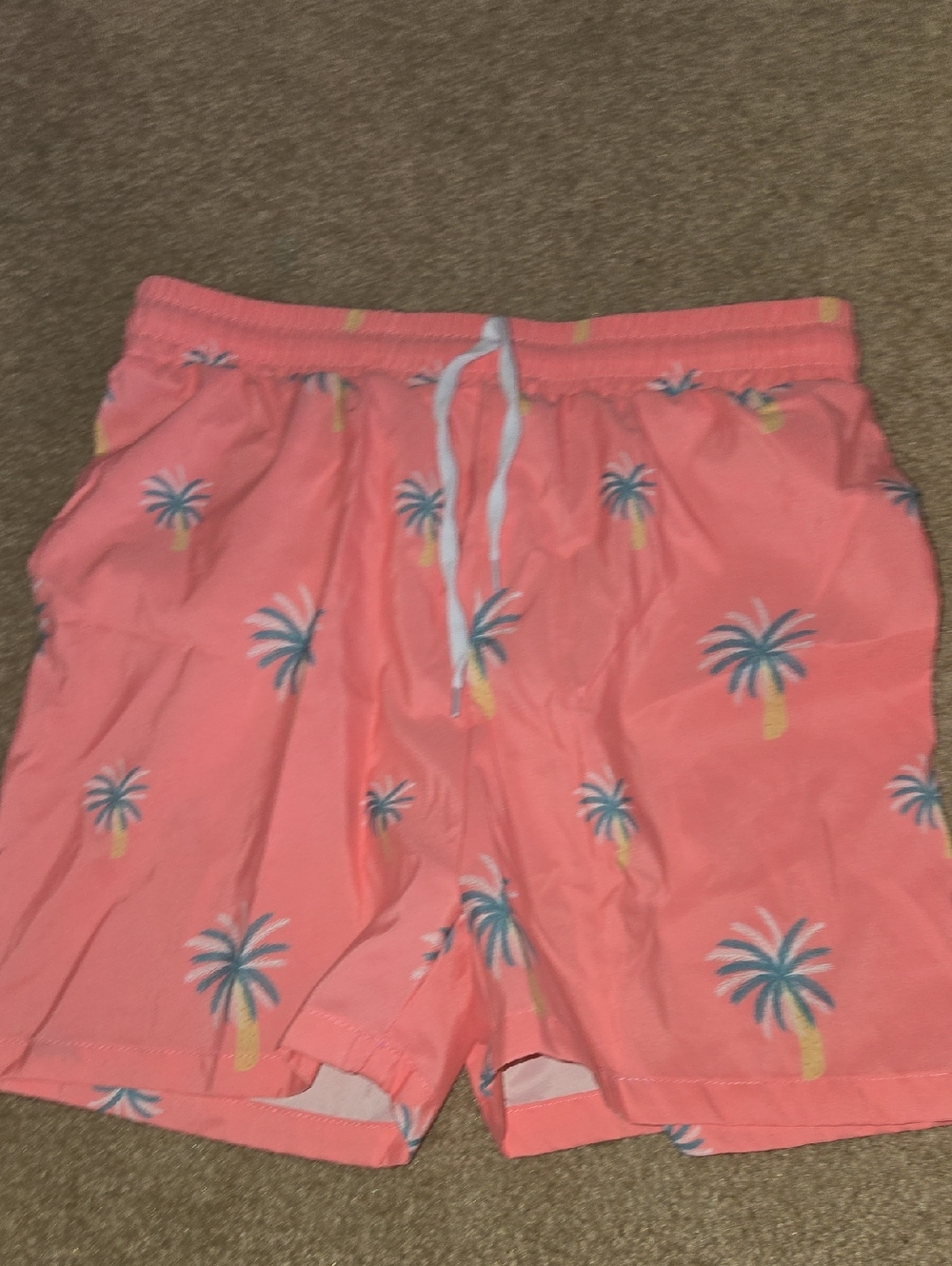 Boy's Coral Palm-Print Swim Shorts
